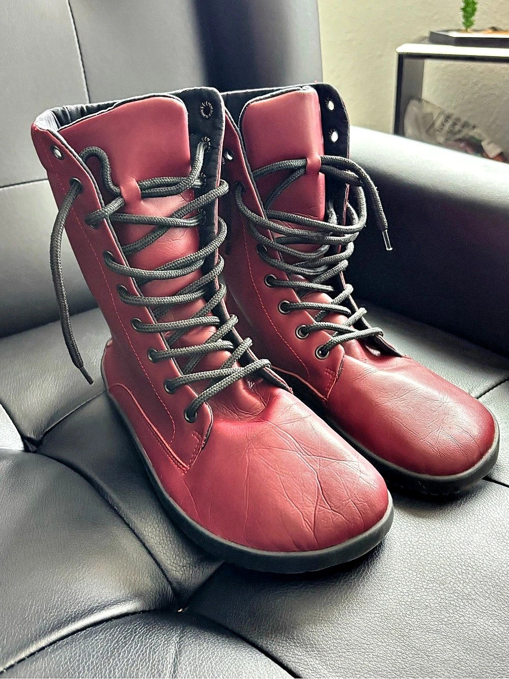 Ahinsa Shoes Barefoot Tall Boots - Oxblood
Leather Zero Drop Wide Toe Box Size 8